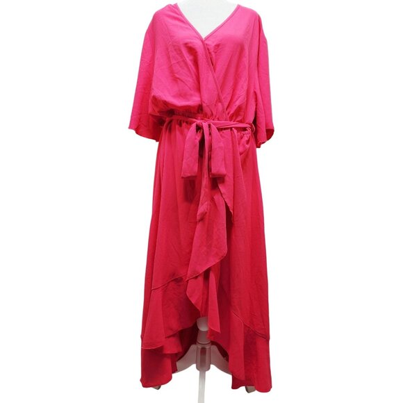 Womens SCOMCHIC Hot Pink Maxi Wrap Dress Size 4XL - Picture 1 of 6